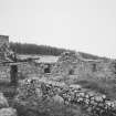 View from S of ruinous range of dwellings associated with steading