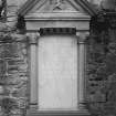 Detail of monument to James Francis Gordon Shirrefs Gordon of Craig set into inside of East gable.