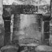 Detail of fireplace in farmhouse kitchen.