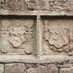 Detail of armorial panels on inside of East gable.