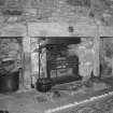 Interior, farmhouse, original kitchen, view of fireplace with side ovens