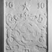 Interior.
Detail of heraldic panel above platt stair, principal floor.