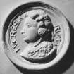 Interior.
Detail of plaster ceiling plaque, SE compartment, principal floor.