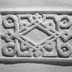 Interior.
Detail of interlace ornament on ceiling, SE compartment, principal floor.