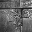 Interior.
Detail of wainscot panels in hall.