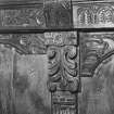 Interior.
Detail of wainscot panels in hall.