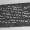 Interior. Detail of Rev Maxwell Wright memorial