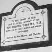 Interior. Detail of Rev Andrew Soutter memorial