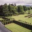 View of the topiary garden from the tower viewing platform.