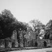 View from North West of South East corner of court at Huntly Castle.