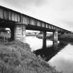 General view of railway bridge over River Don and Aberdeen - Inverurie Canal, from SE.