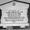 Interior.
Detail of monument to Reverend Thomas Bell.