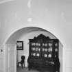 Leith Hall, interior.  First floor (West block).  Landing: detail of plasterwork above arch