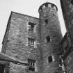 Aboyne Castle.
Detail of North West re-entrant angle of centre projection, North side.