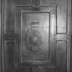 Interior.
Detail of wood panelling in main stair, first floor.