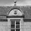 Detail of curved dormer with shield on south face of castle