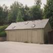 Wooden outbuildings, view from east