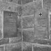 Detail of two wall plaques (in memory of Queen Alexandra and King Edward VII)