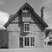 Detail of South West wing half timbered gable with decorative bargeboards