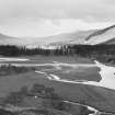 View showing Mar Lodge in the valley of the River Dee looking East with rainbow