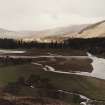 View showing Mar Lodge in the valley of the River Dee looking East with rainbow