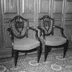 Interior. Ground floor sitting room detail of original drawing room side chairs