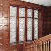 Interior. Detail of decorative leaded light staircase window