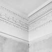 Detail of ceiling cornice in North-East room on first floor.