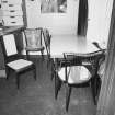 Interior. First floor. Private or family kitchen. Detail of chairs