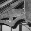 Interior.
Detail of hammerbeam and cusped arch brace on truss 6.