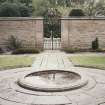 View of fountain and gate.