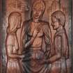 Interior.
Detail of centenary commemorative carved wood panel.