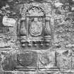 Detail of carved panel in sacrament house wall.