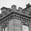 Corbel course and crenellations, detail