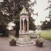 South of road, Gothic monument, detail showing inscription to Sir Allan Wilson