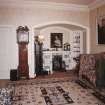 Interior. Detail of boudoir showing door to loggia and fireplace