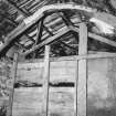 Cruck truss in barn, from north west