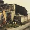 Photographic copy of colour polaroid showing general view of rear of curing shed.