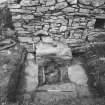 Byre dwelling, views of open hearth in former kitchen