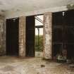 Interior view of bomb store shed showing steel doors.