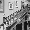 Aigas House.  Ground floor. Hall, detail of balustrade on stair.