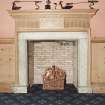 Ground floor, hall, north wall, detail of fireplace