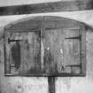 Interior. Stable, detail of wooden wall cupboard