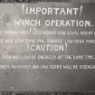 Slipway winch - detail of sign