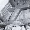 North truss, upper part of cruck blade showing ends of collar-beams and purling