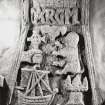 Armorial panel from burial recess of Old Parish Church. Dated 1641. (Flash)