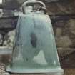 View of bronze bell on altar of St. Finan's Chapel, on Eilean Fhianain.