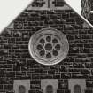 Sanday (Small Isles), Roman Catholic Church of St Edward the Confessor. Exterior view of rose window in W gable.