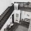 First floor, landing, view (looking down on stair hall) from NNW