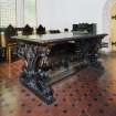 Interior. Detail of Victorian communion table with satyr legs.